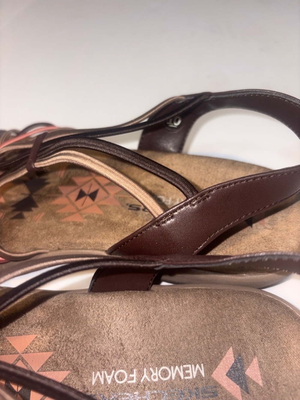Skechers Reggae Slim - Simply Stretch sandals in a brown and pink size 10 - Picture 8 of 10